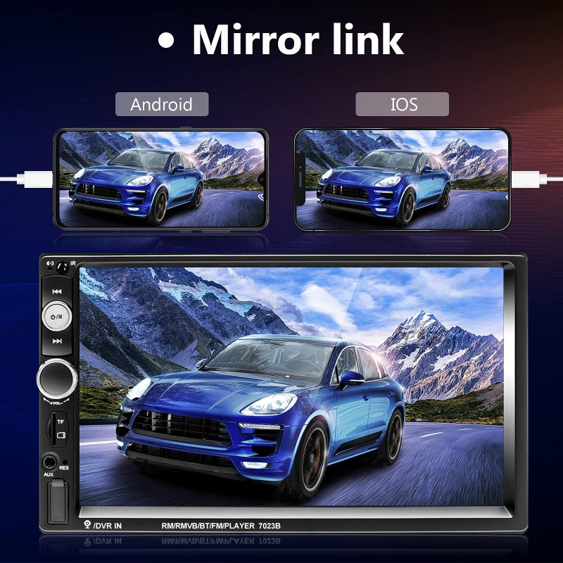 Podofo Double Din Car Stereo Radio 7 Inch Touch Screen Bluetooth Handsfree Mirror Link USB SD FM Audio Receiver with Backup Camera Wireless Steering Wheel Control - Image 2